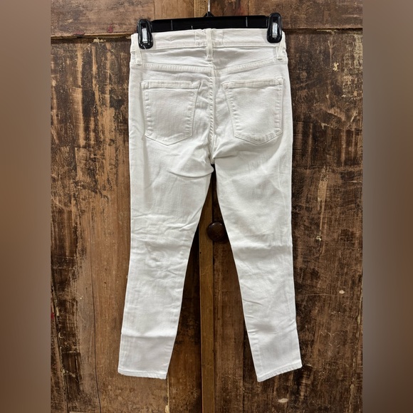 FRAME WHITE DENIM JEANS WOMEN WHITE DISTRESSED HEMMED 25 SHREDDED HOLES - Picture 3 of 14